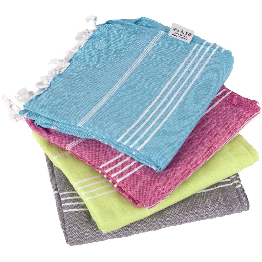 Turkish Beach Towel Set of 4, 100% Cotton 39 x 70 Inches (Classic)