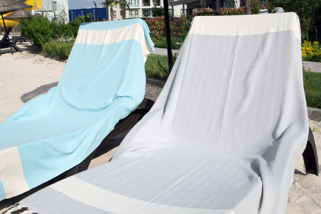 Turkish Beach Towel Set of 4 - 100% Cotton 38 x 70 inches (Diamond)