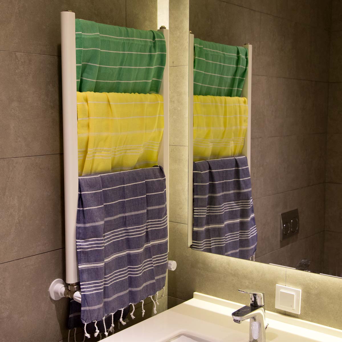 Turkish Home Hand Towel Set of 4, Bright Yellow, 100% Cotton 18 X 40 inches (Classic)