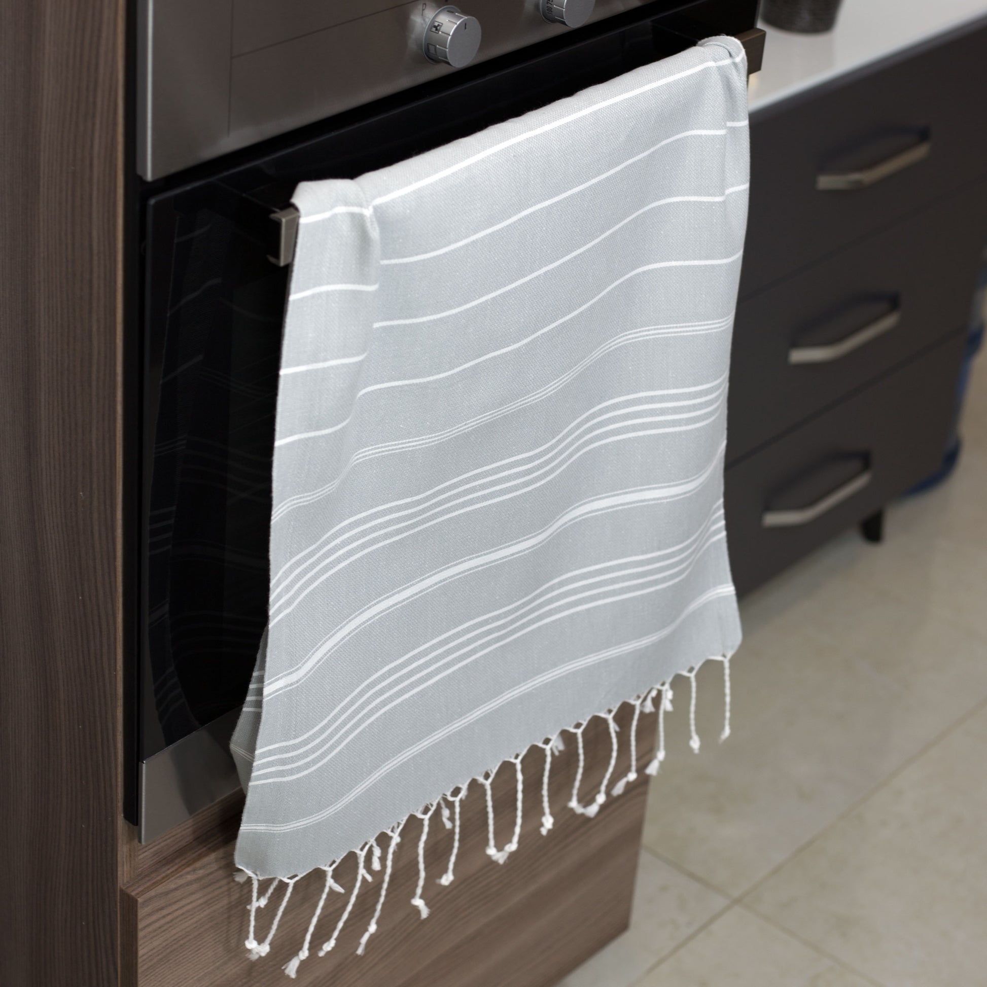 lifestyle image of grey towels